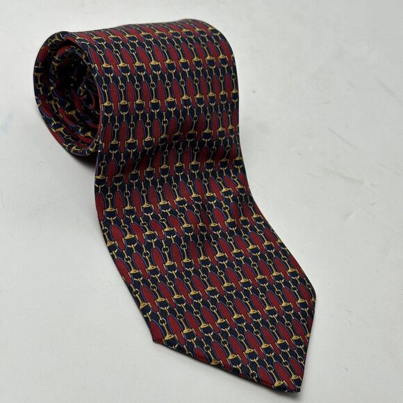 Brooks Brothers Makers Mens Tie Red With Blue Orange 3.75 X 56 - Picture 2 of 12